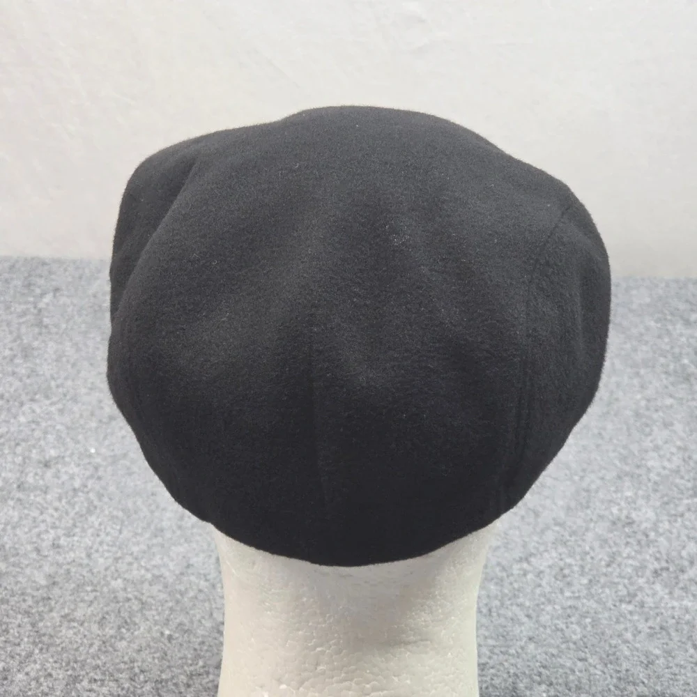 Italian Newsboy Hat 100% Cashmere Mens 7 3/8 Black Flat Cap Driver Hat Old Money